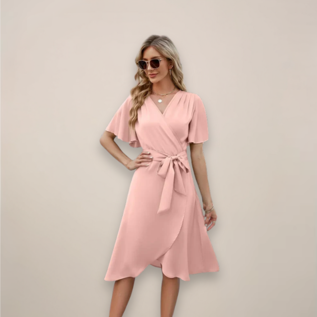 Angelie | Women’s Midi Wrap Dress With Front Tie