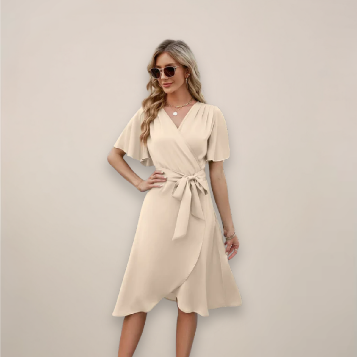 Angelie | Women’s Midi Wrap Dress With Front Tie