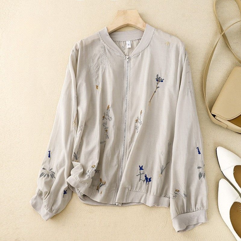 Asher | Relaxed Floral Bomber Jacket Cotton-Linen Blend 1