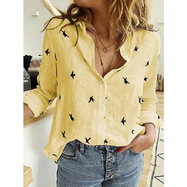 Bella | Women's Button-Down Blouse Relaxed Fit Long Sleeve 10