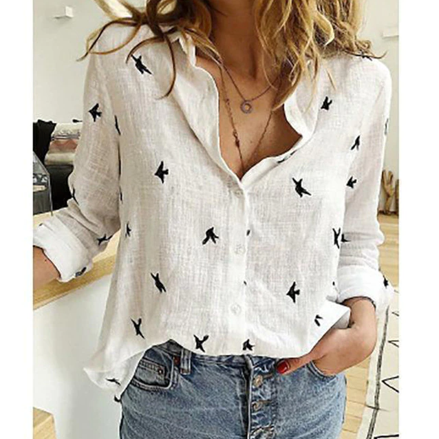 Bella | Women's Button-Down Blouse Relaxed Fit Long Sleeve 8