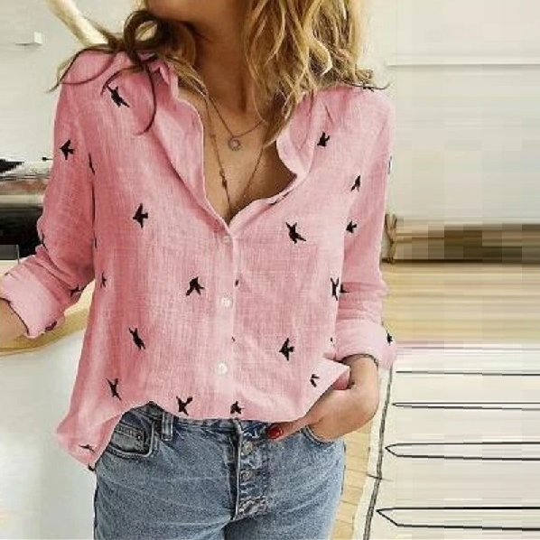 Bella | Women's Button-Down Blouse Relaxed Fit Long Sleeve 9