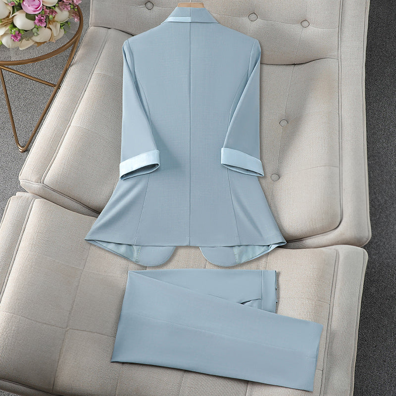 Bianca | Women's Half Sleeve Peplum Blazer Pants 2 Piece Suit Set