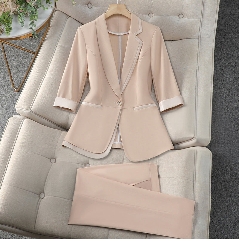 Bianca | Women's Half Sleeve Peplum Blazer Pants 2 Piece Suit Set