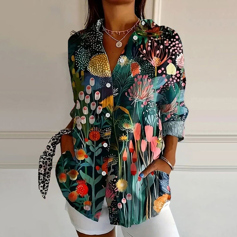 Blair | Women's Floral Print Button Down Long Sleeve Shirt Blouse