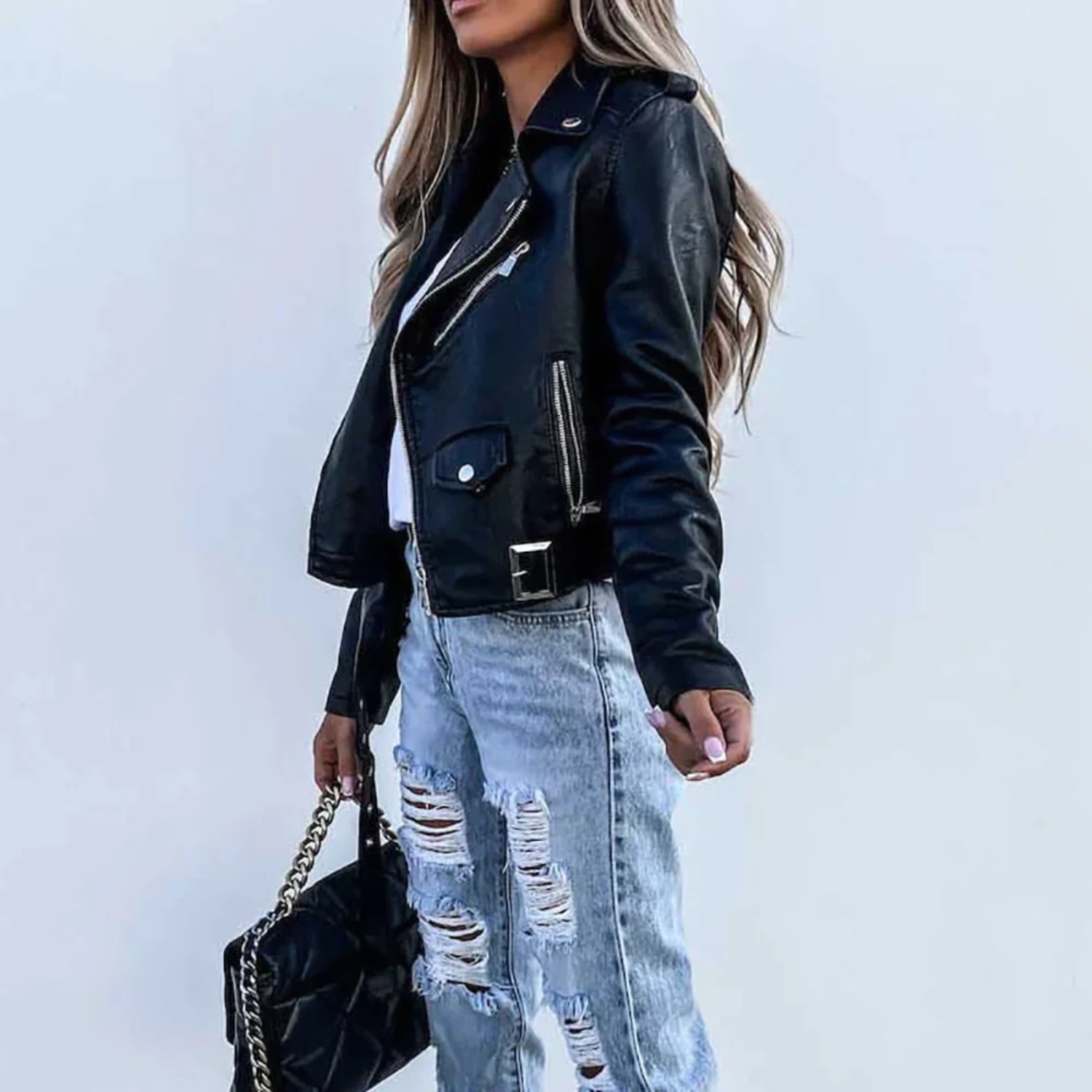 Blaire | Women's Faux Leather Biker Jacket 3