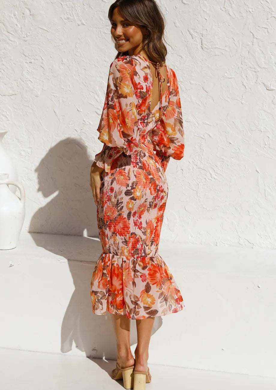 Breeze | Print V-Neck Ruffle Maxi Summer Dress 3