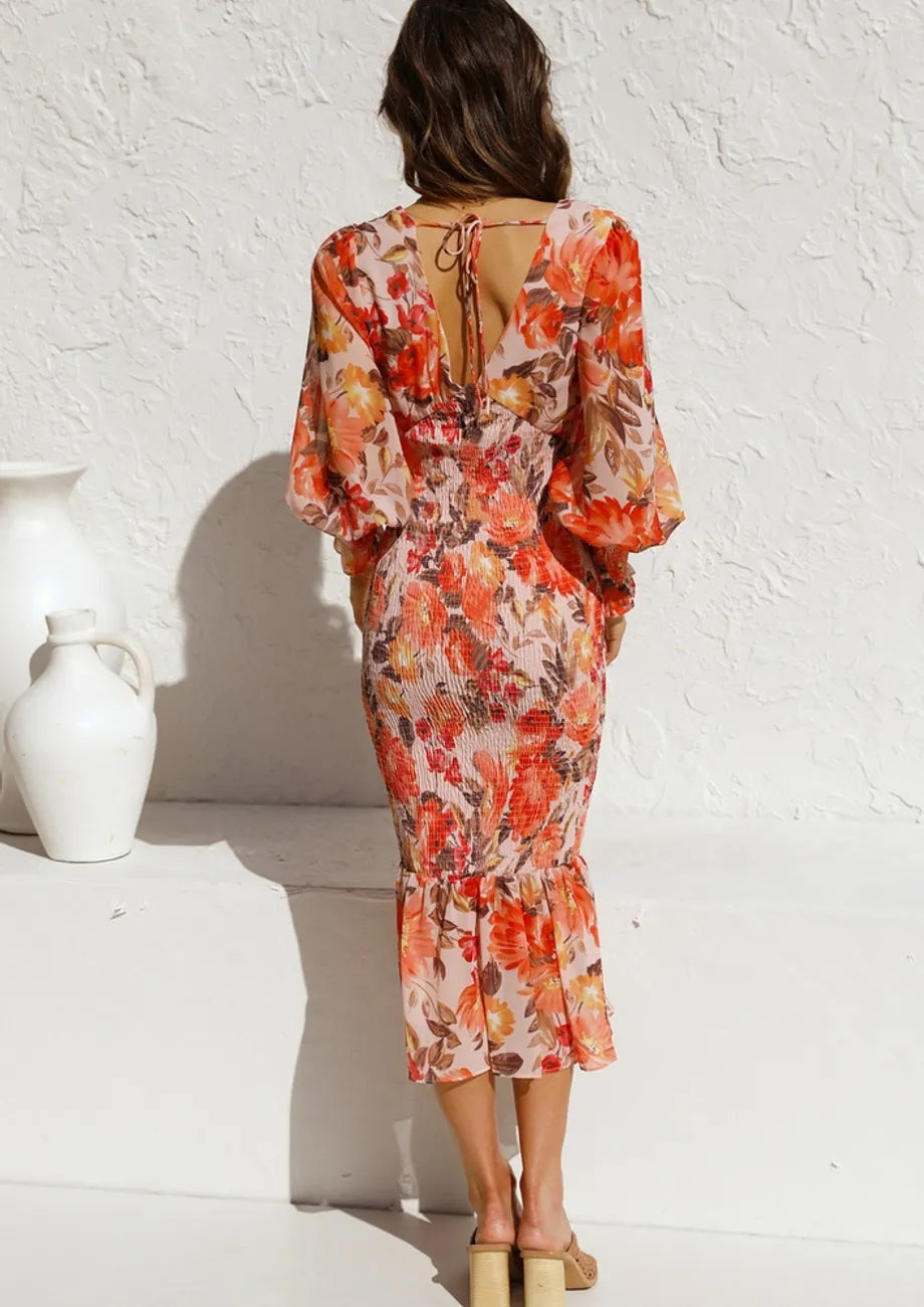 Breeze | Print V-Neck Ruffle Maxi Summer Dress 4