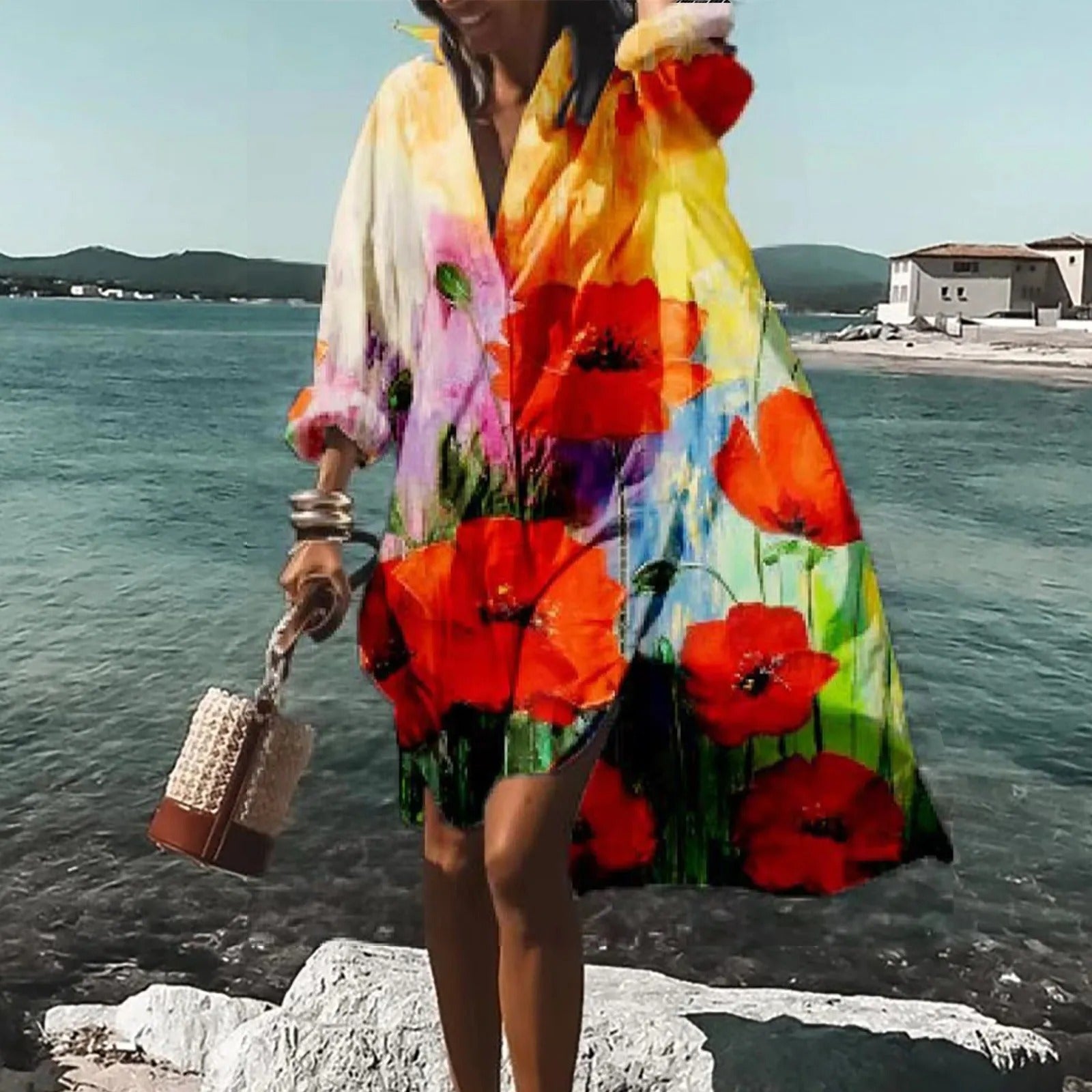 Coraline | Women's Print Button Down Oversized Midi Dress