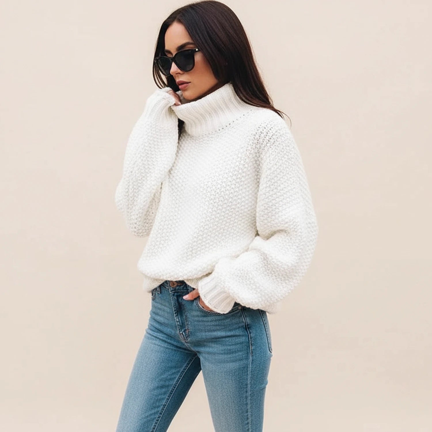Crisma | Oversized Chunky Knit Turtleneck Sweater 0