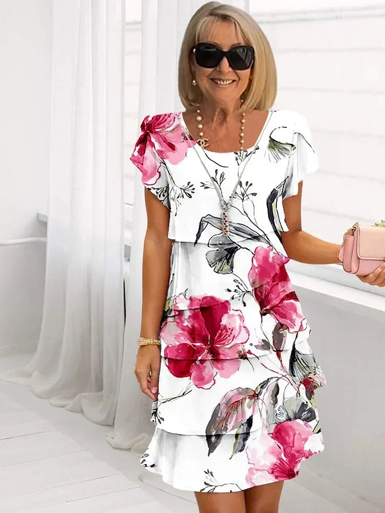 Daisy | Women's Floral Print Tiered Ruffle Mini Dress
