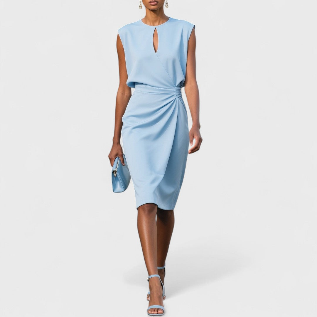 Delia | Women's Sleeveless Keyhole Ruched Midi Dress