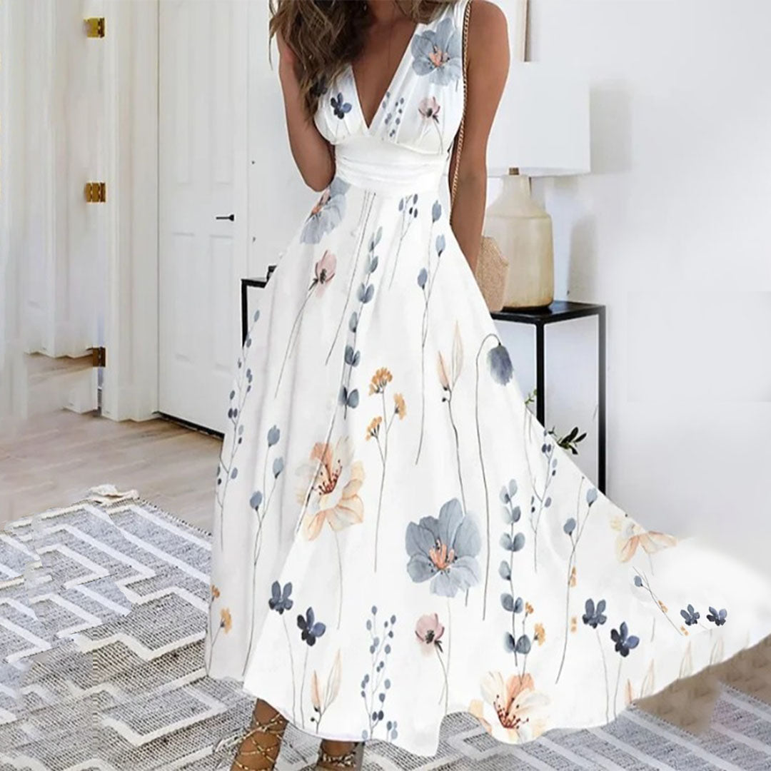 Diana | Women's Maxi Dress V-Neck Sleeveless Floral Print Wrap 2