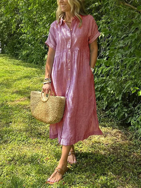 Dixie | Women's Button Front Short Sleeve Midi Dress 3