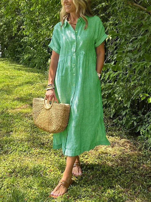 Dixie | Women's Button Front Short Sleeve Midi Dress 4