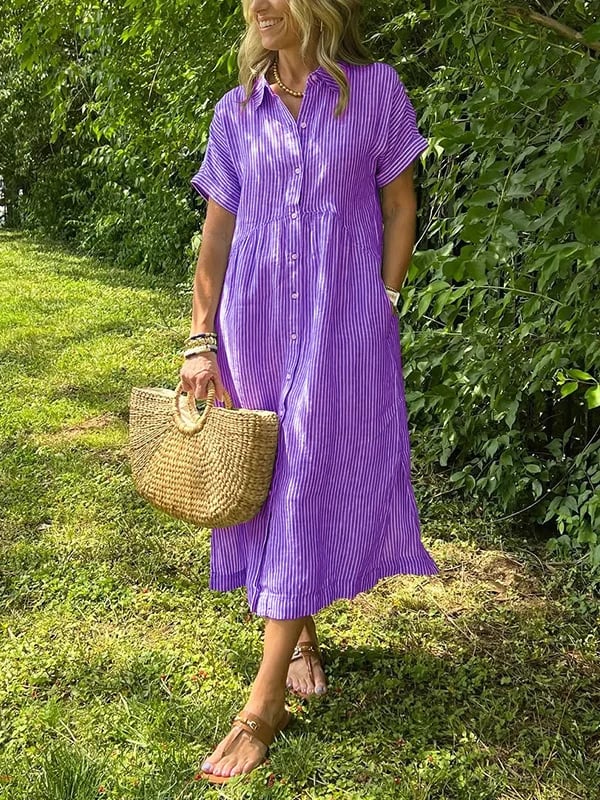 Dixie | Women's Button Front Short Sleeve Midi Dress 6