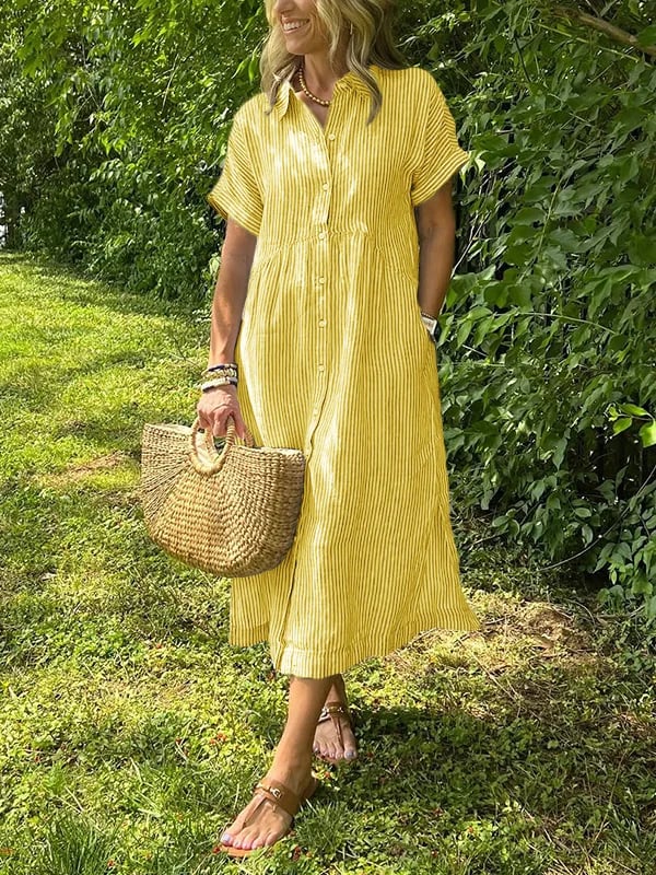 Dixie | Women's Button Front Short Sleeve Midi Dress 7