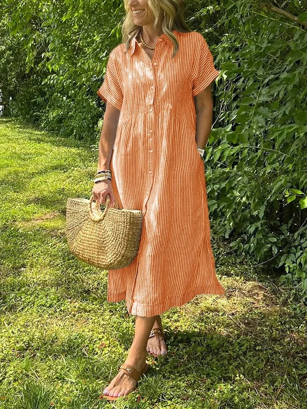 Dixie | Women's Button Front Short Sleeve Midi Dress 8