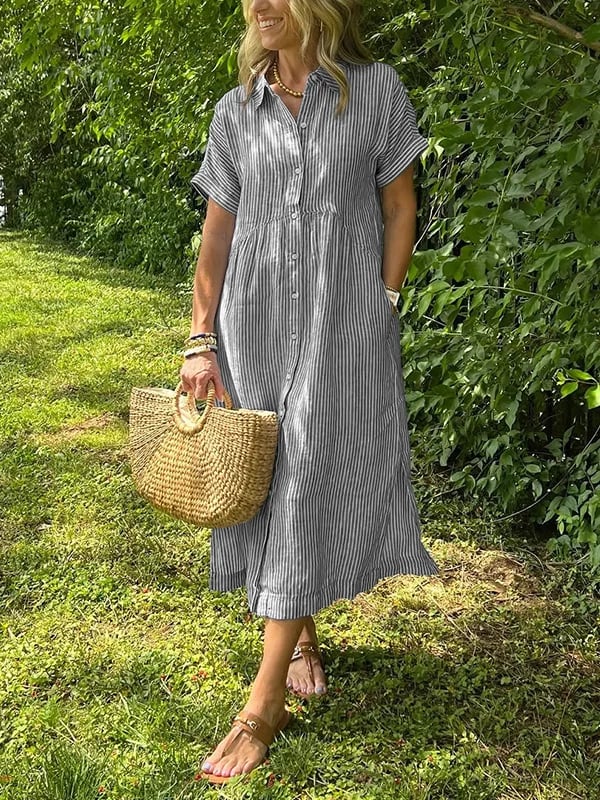 Dixie | Women's Button Front Short Sleeve Midi Dress 9