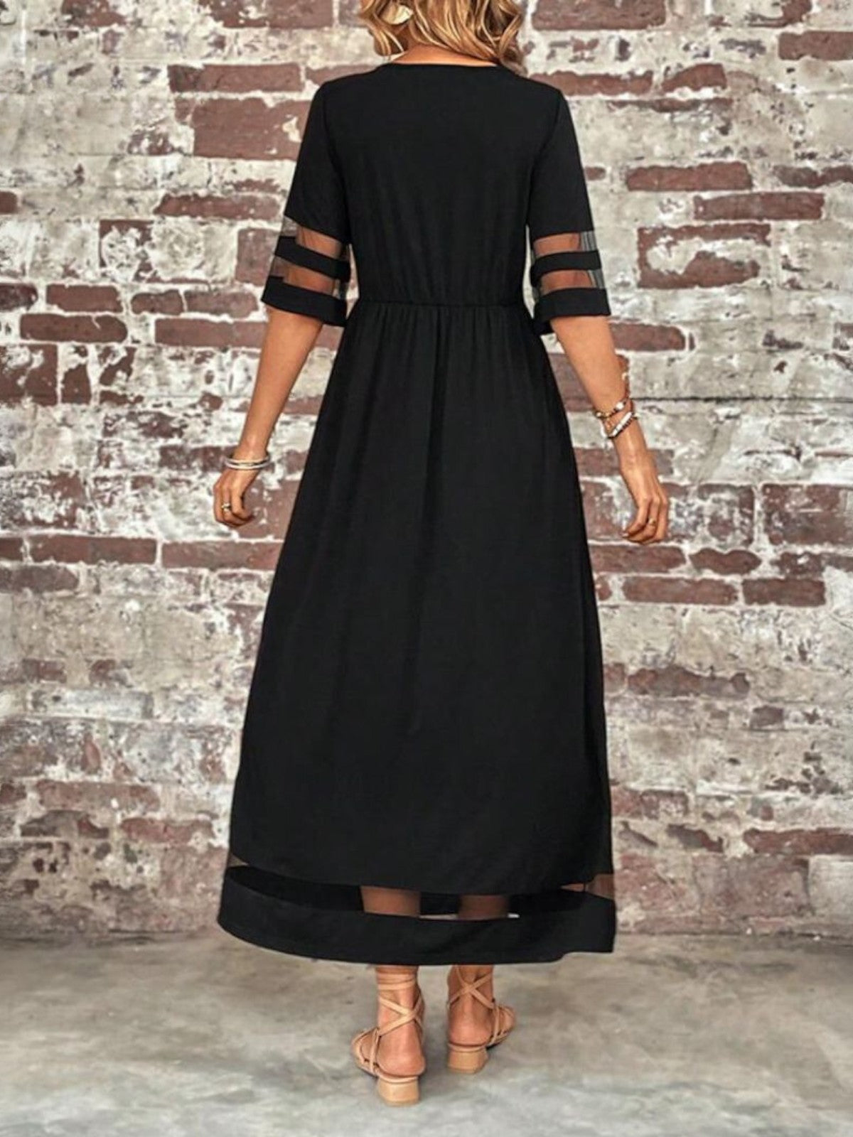 Dora | Women's Mesh Panel Empire Waist Maxi Dress 3