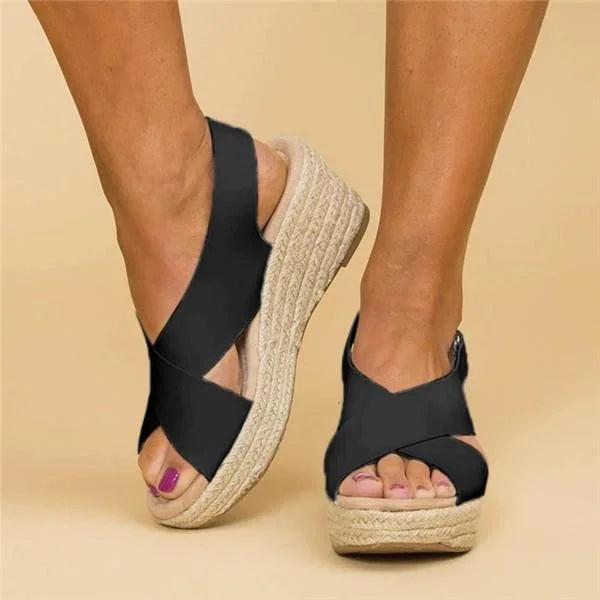 Esme | Women's Crossover Slingback Wedge Sandals 5