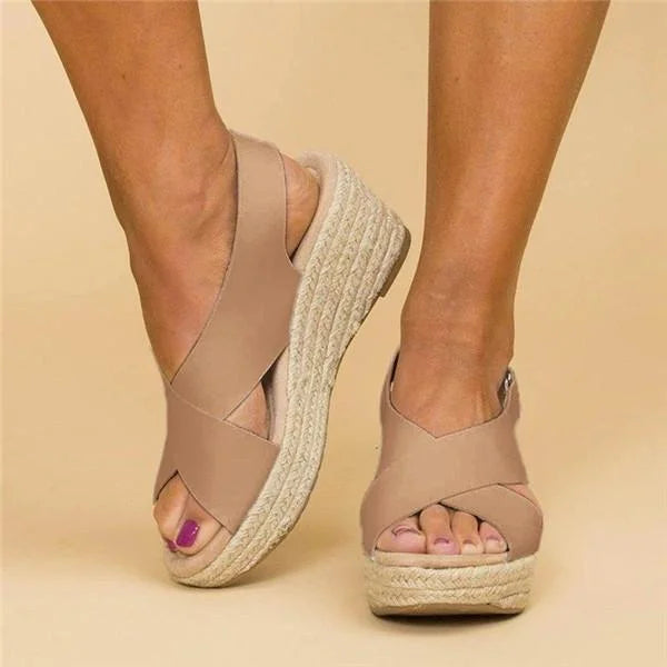 Esme | Women's Crossover Slingback Wedge Sandals 7