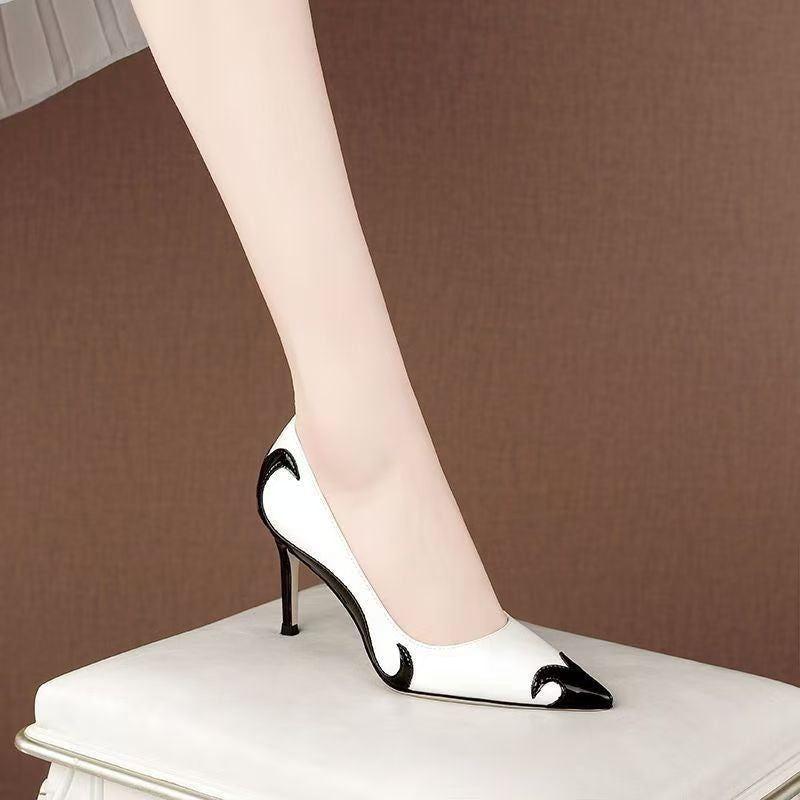 Helena | Women's Summer Two-Tone Pointed Toe Stiletto Pumps Patent Trim 2