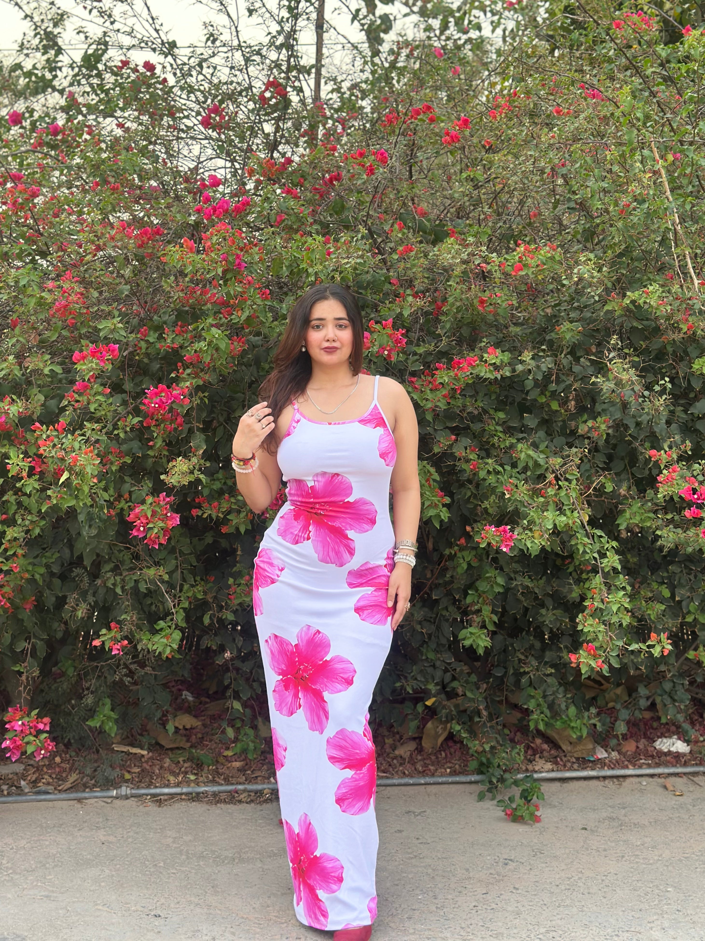 Craftsmiley Blossom white bodycon dress