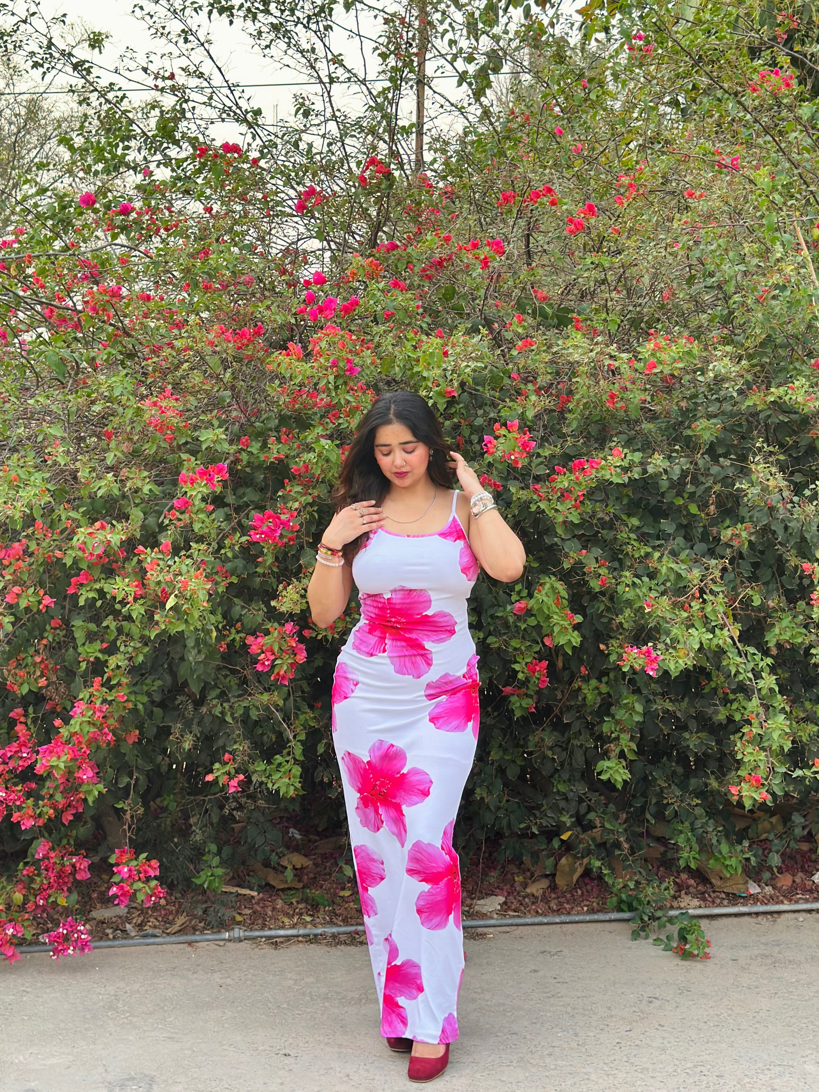 Craftsmiley Blossom white bodycon dress