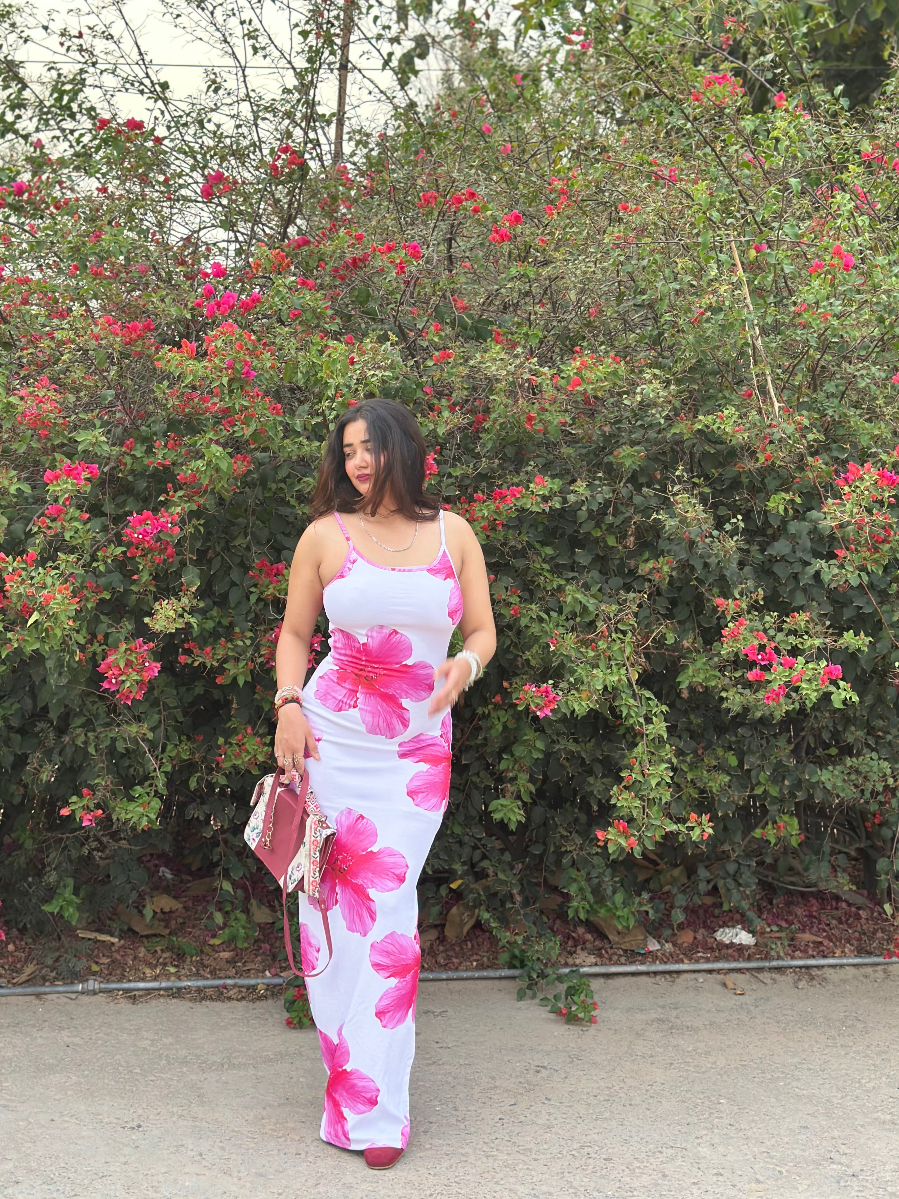 Craftsmiley Blossom white bodycon dress