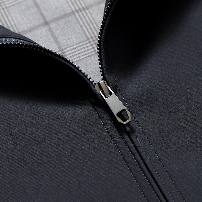 Jack | Men's Zip Front Spring Jacket Point Collar Plaid Lined 3