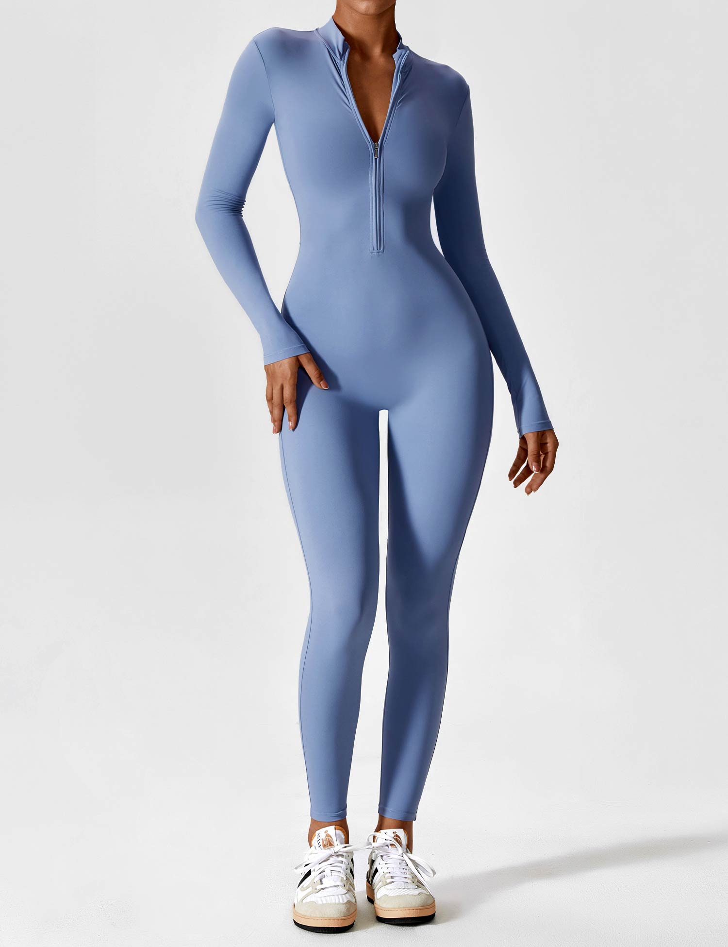 Jessa | Women's Long Sleeve Zip Front Jumpsuit Black 20