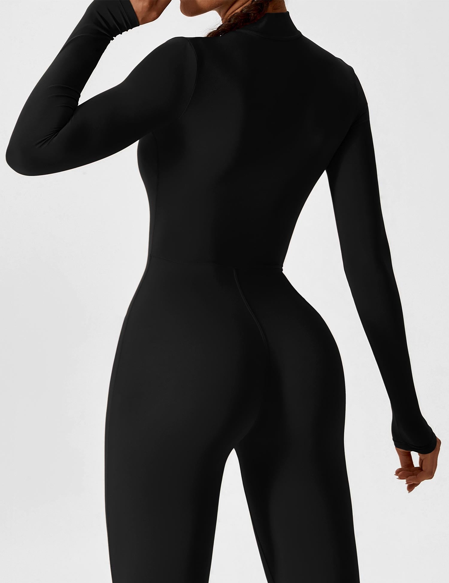 Jessa | Women's Long Sleeve Zip Front Jumpsuit Black 4