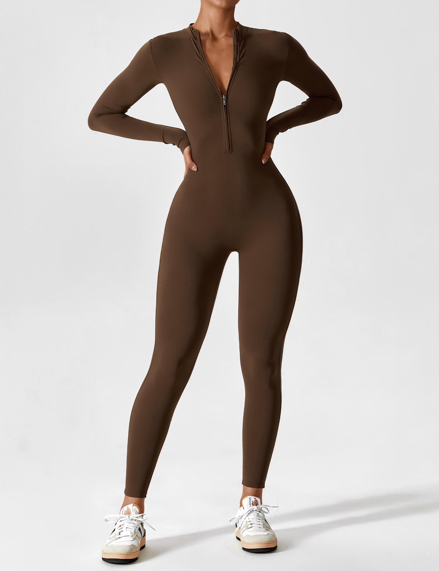 Jessa | Women's Long Sleeve Zip Front Jumpsuit Black 6