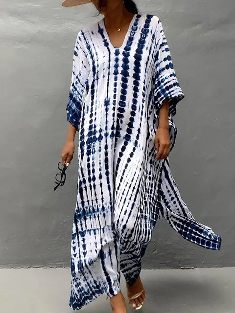 Kalani | Women's Tie Dye Print V Neck Maxi Summer Dress