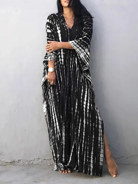 Kalani | Women's Tie Dye Print V Neck Maxi Summer Dress