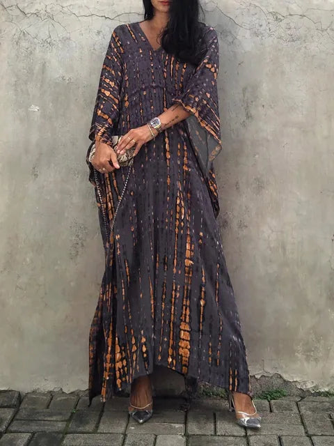 Kalani | Women's Tie Dye Print V Neck Maxi Summer Dress