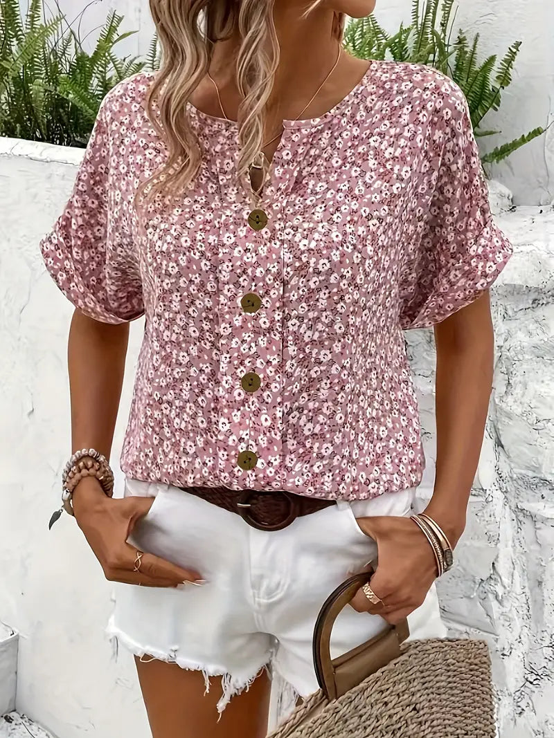Kara | Summer Short Sleeve Button Blouse for Women 3