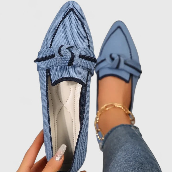Lena | Women's Pointed Toe Knit Loafers Slip-On Contrast Trim 1