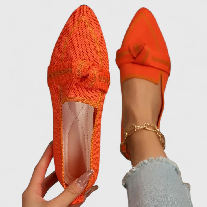 Lena | Women's Pointed Toe Knit Loafers Slip-On Contrast Trim 5