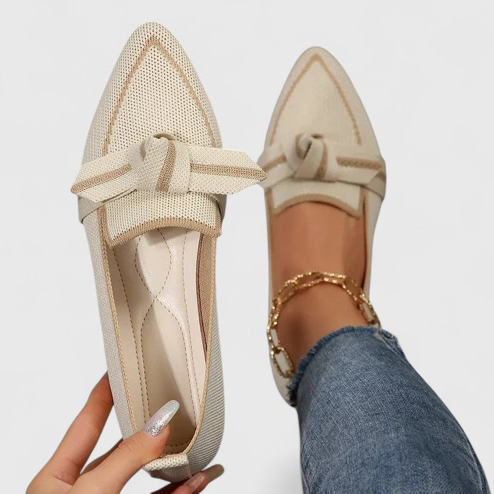 Lena | Women's Pointed Toe Knit Loafers Slip-On Contrast Trim 6