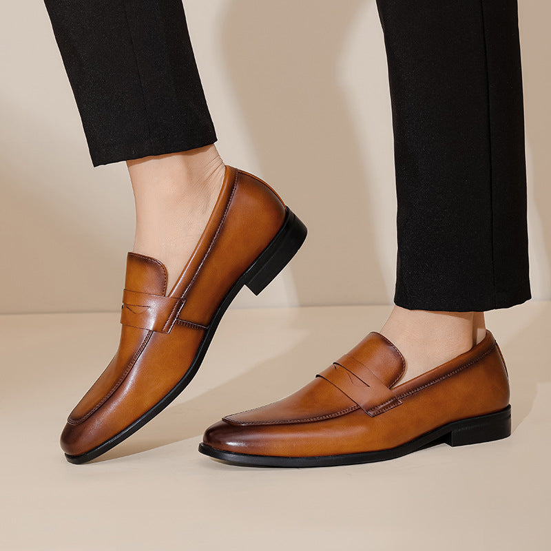 Leon | Men's Leather Loafer Slip-On Burnished Leather Tan 6