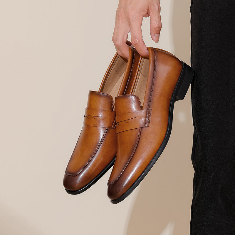 Leon | Men's Leather Loafer Slip-On Burnished Leather Tan 8