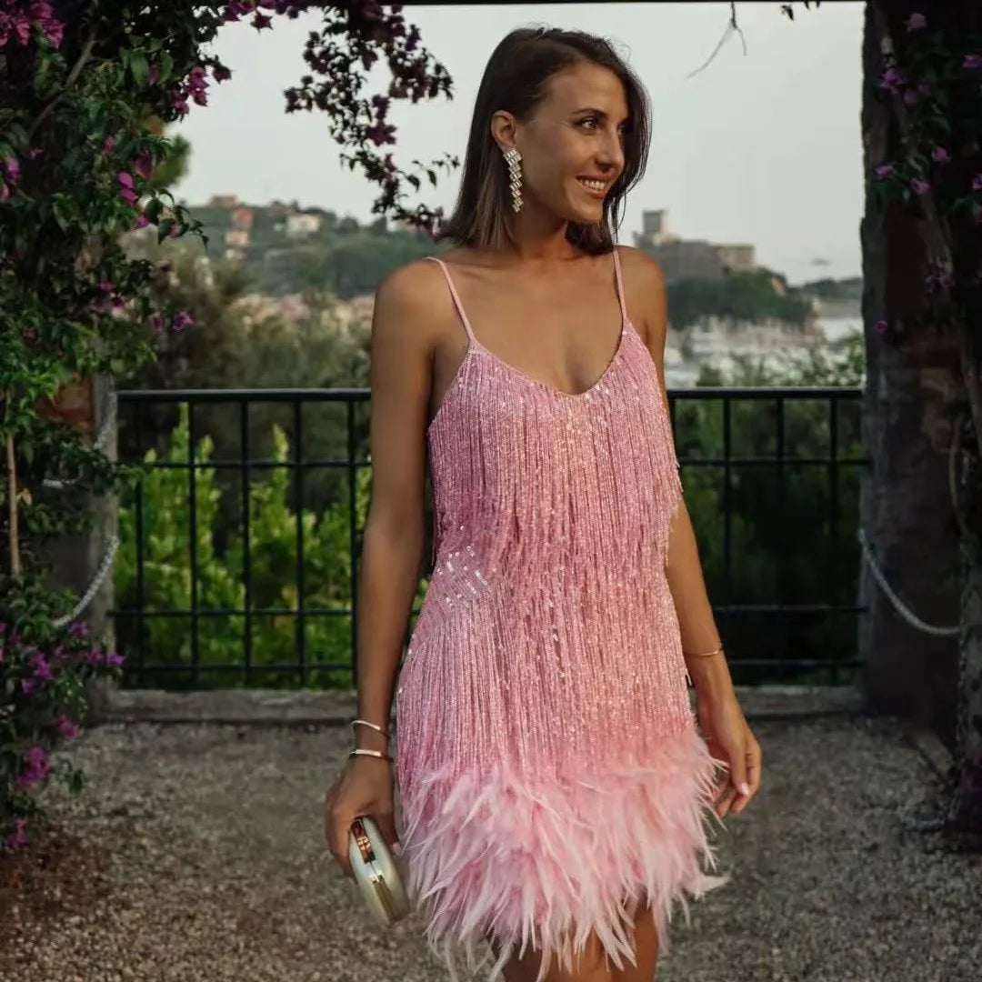 Luna | Women's Cocktail Dress with Fringe Detail 4