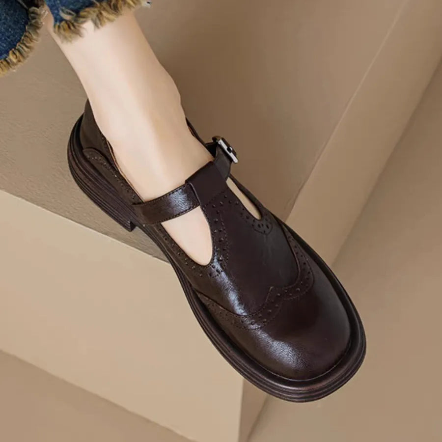 Margot | Women's T Strap Buckle Flat Shoes