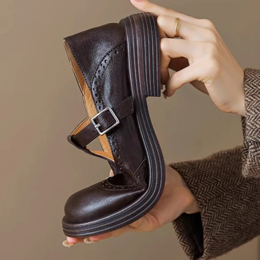 Margot | Women's T Strap Buckle Flat Shoes