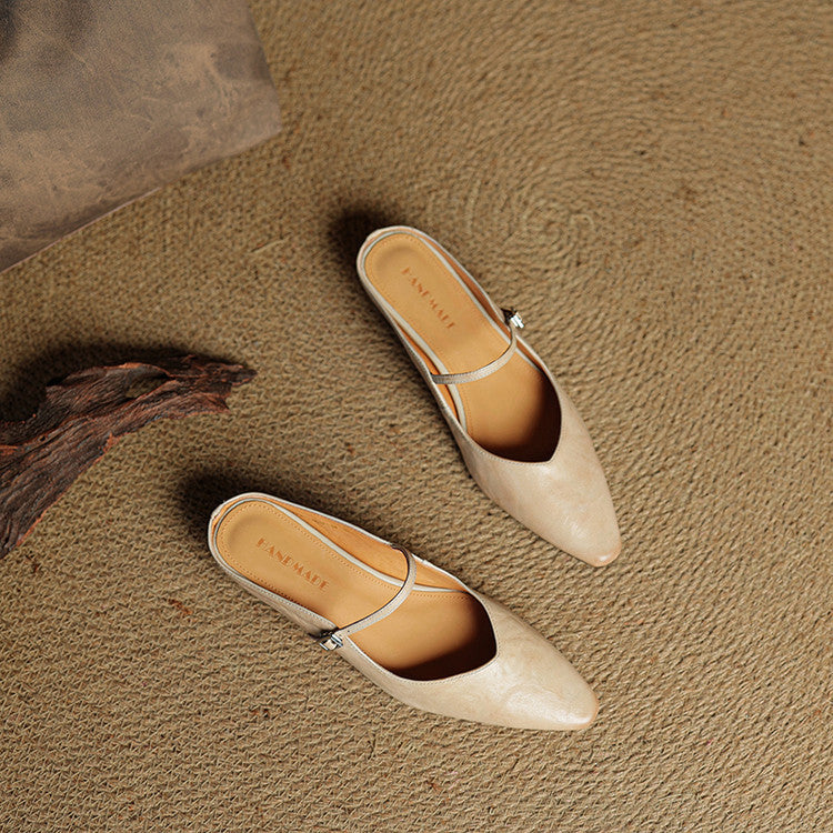 Meiko | Leather Slides for Women Pointed Toe