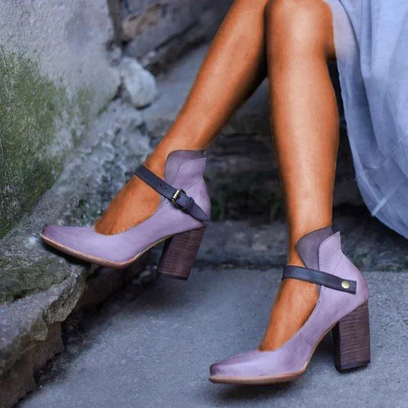 Myra | Women's Orthopedic Mary Jane Ankle Strap Block Heel Sandals
