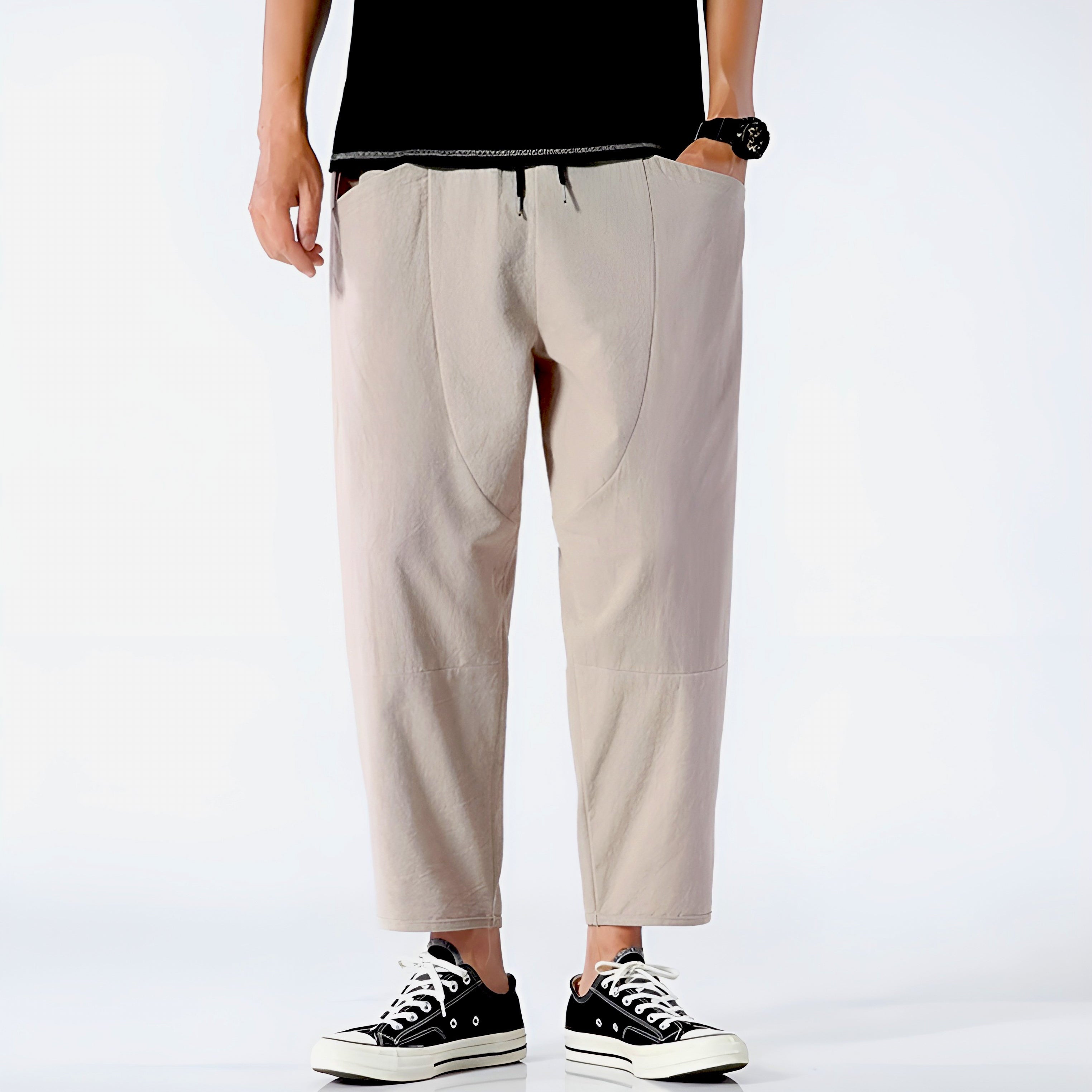 Peter | Men's Cropped Tapered Pants Elasticated Drawstring Waist 2