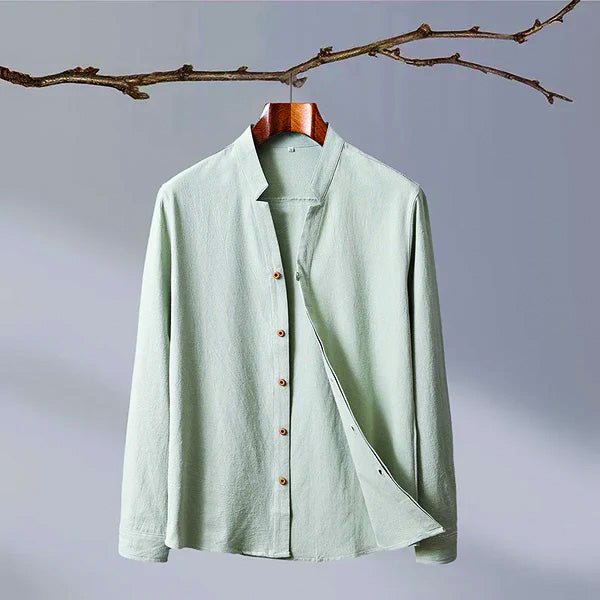 Relea | Relaxed-Fit Linen Shirt with Band Collar 2